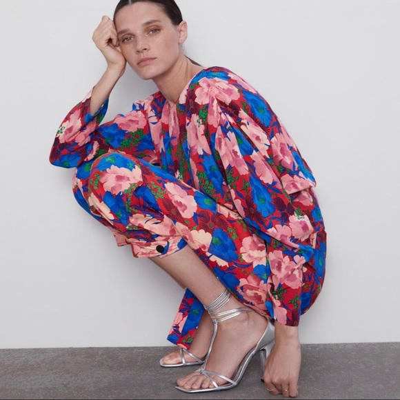 ZARA BNWT Belted Floral Print Pants + Draped Top 2pc Coord Set - Picture 4 of 8